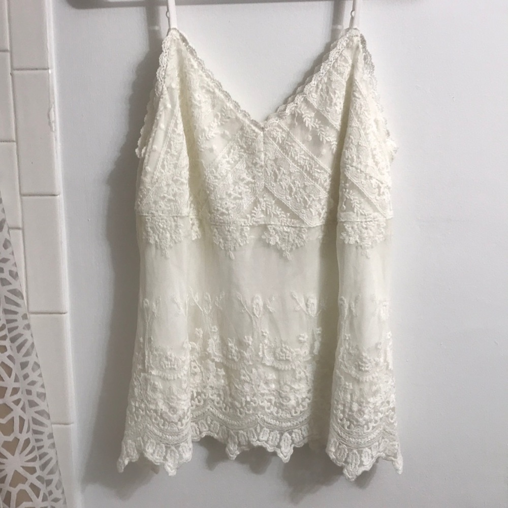 Cream lace tank
